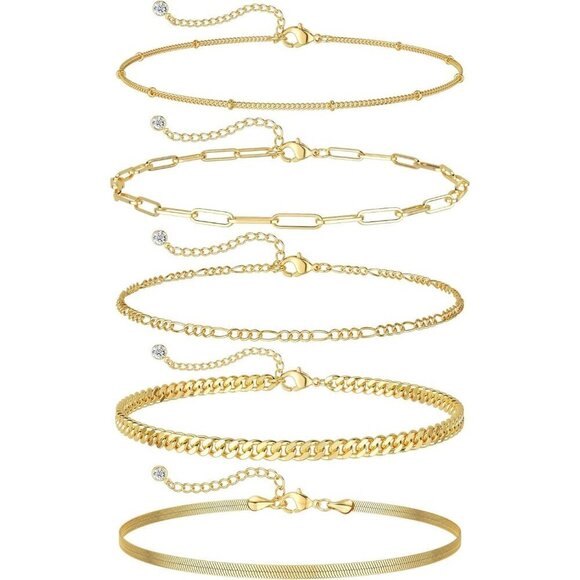 Jewelry - Women's Gold Bracelets for Waterproof 14K Gold Plated Jewelry Sets Trendy
